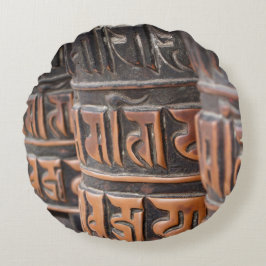 Den buddistiska bönhjulrundan kudder rund kudde