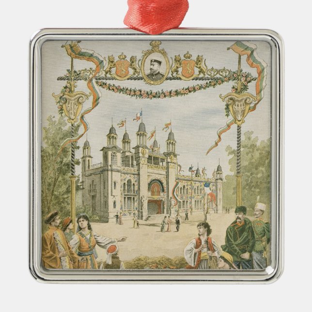 Den bulgariska paviljongen på universalen julgransprydnad metall (Framsidan)