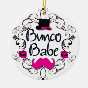 Den Bunco baben med virvlar runt, mustaschen och Julgransprydnad Keramik