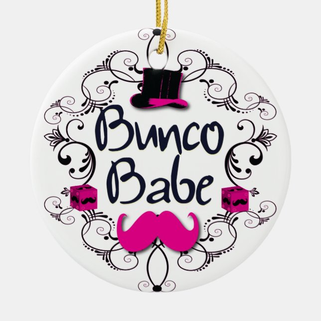 Den Bunco baben med virvlar runt, mustaschen och Julgransprydnad Keramik (Framsidan)