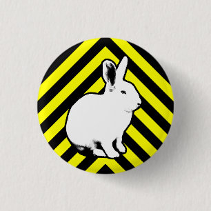 Den BunnyLuv svarten, gult och kaninen knäppas Knapp