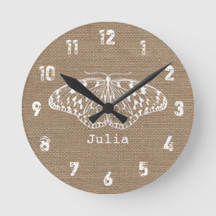 Den Burlap inspirerade fjärilen tar tid på Rund Klocka