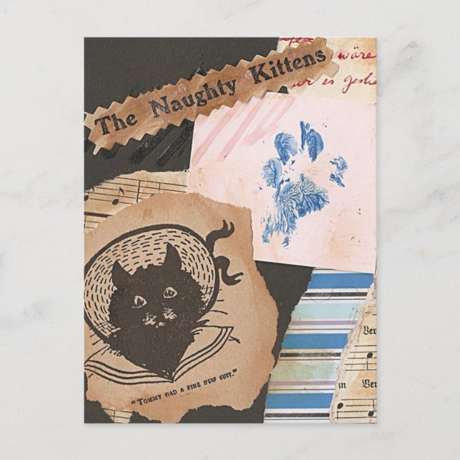 Den Busiga Kattungens Kollage Vykort (Framsida)