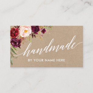 Den CalligraphyBurgundy blommigten räcker - gjord Visitkort