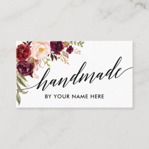 Den CalligraphyvattenfärgBurgundy blommigten Visitkort