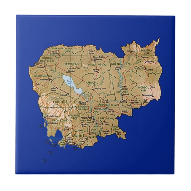 Den Cambodja kartan belägger med tegel Kakelplatta (Framsidan)