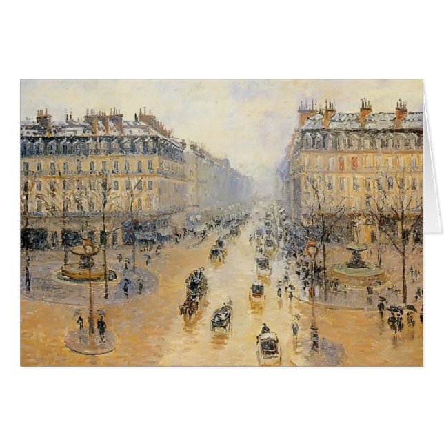 Den Camille Pissarro- avenyn de l'Opera, snö Hälsningskort (Framsidan Horizontal)