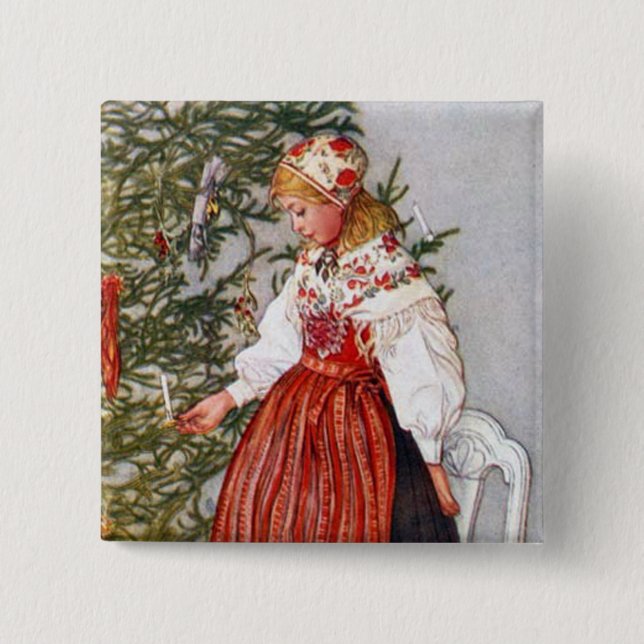 Den Carl Larsson julgranen knäppas klämmer fast Knapp (Framsida)