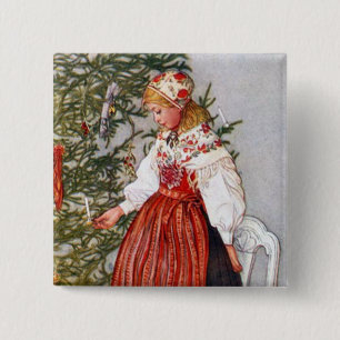 Den Carl Larsson julgranen knäppas klämmer fast Knapp