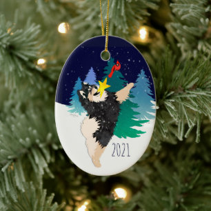 Den Celestiala Finska Lapphunden 2021-utsmyckning Julgransprydnad Keramik