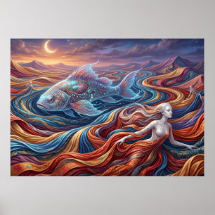 Den Celestiala Fisken i Sidenöknen Poster