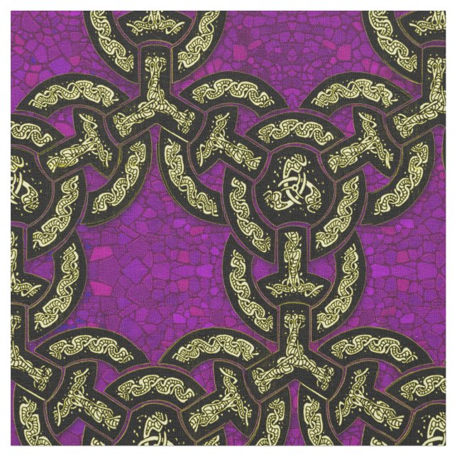 Den Celtic draken kedjar i kungliga lilor Tyg (Närbild)