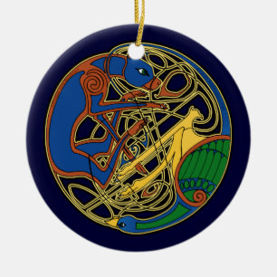 Den Celtic hund- & fågelprydnaden Julgransprydnad Keramik