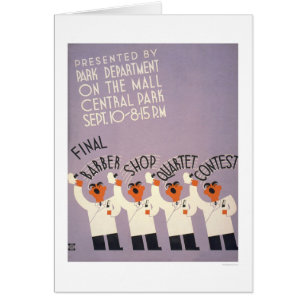 Den Central Park barberaren shoppar 1937 WPA Hälsningskort
