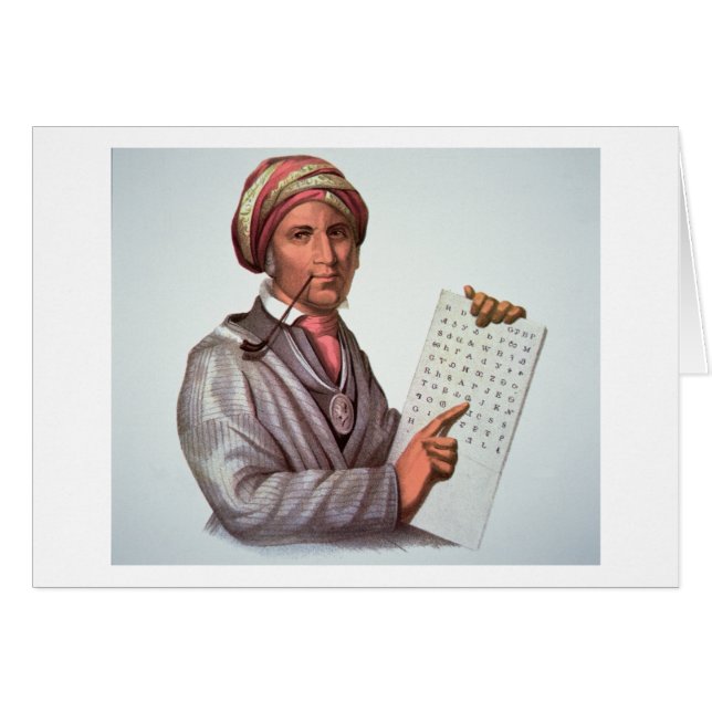 Den Cherokee forskare, Sequoyah (1776-1843) (färg Hälsningskort (Framsidan Horizontal)
