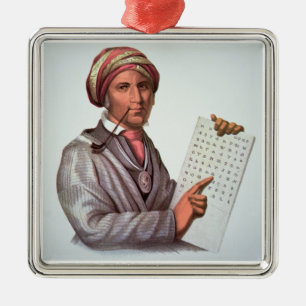 Den Cherokee forskare, Sequoyah (1776-1843) (färg Julgransprydnad Metall