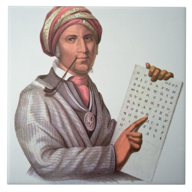 Den Cherokee forskare, Sequoyah (1776-1843) (färg Kakelplatta (Framsidan)
