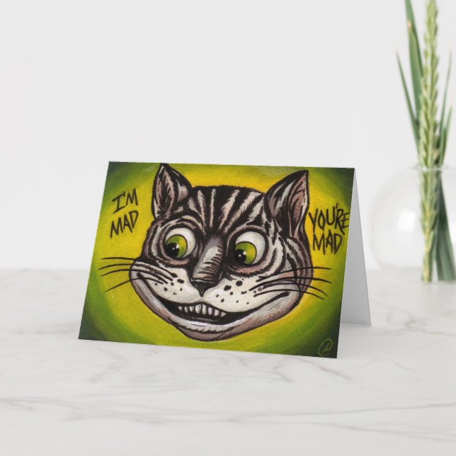 Den CHESHIRE KATTEN Alice i underland noterar Kort (Framsida)