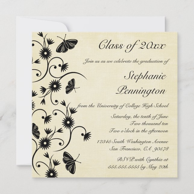 Den chic blommigten virvlar runt inbjudningar (Framsida)