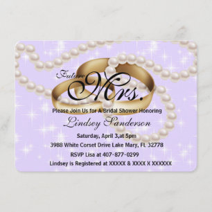 Den chic lilan ringer med brud- inbjudan för