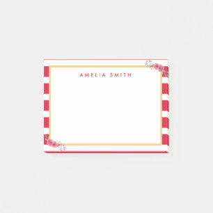 Den chic personlignamnrosan görar randig rosa post-it block