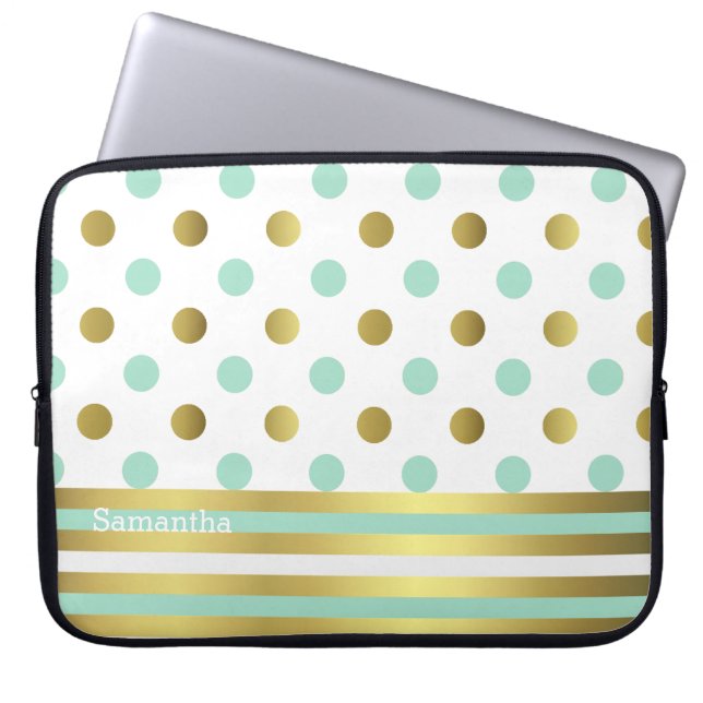 Den chic polka dots och randbärbar dator hänger laptop sleeve (Framsidan)