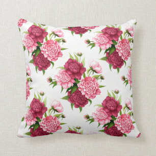 Den chic rosa- och Burgundy pionbrytningen kudder Kudde