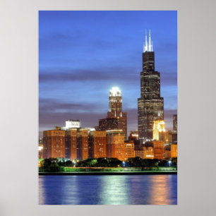 Den Chicago horisonten från den Adler Poster