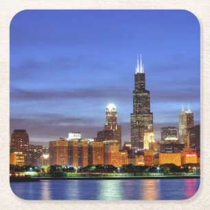 Den Chicago horisonten från den Adler Underlägg Papper Kvadrat