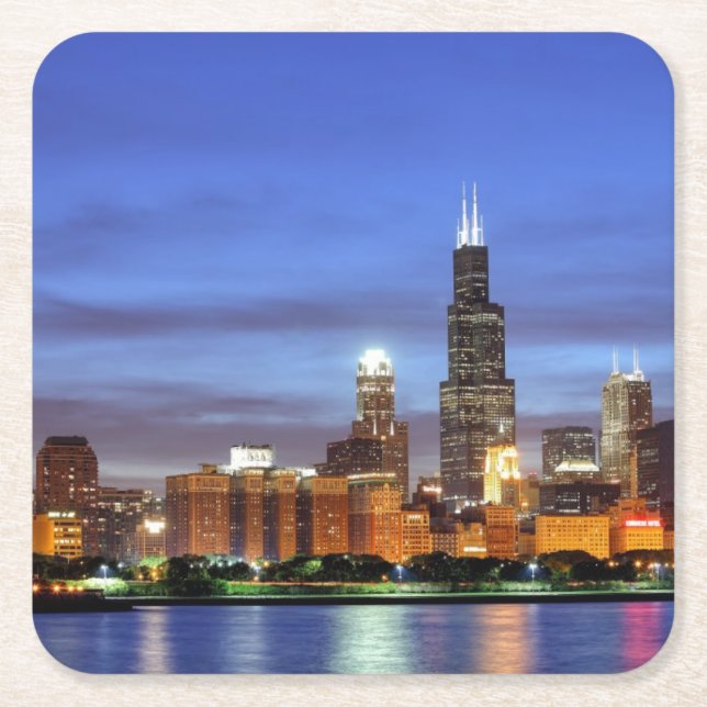 Den Chicago horisonten från den Adler Underlägg Papper Kvadrat (Framsidan)