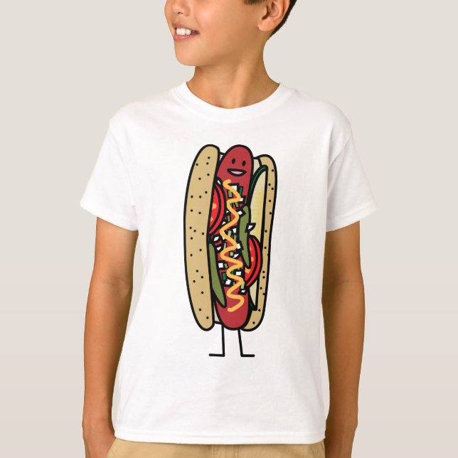 Den Chicago stilvarmkorven hoade röd Tee Shirt (Framsida)