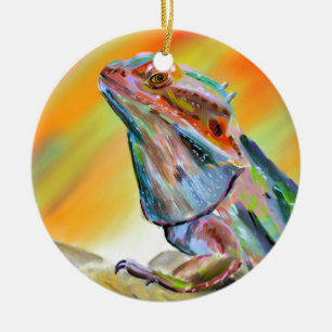 Den Chromatic skäggiga draken Digital målar Julgransprydnad Keramik