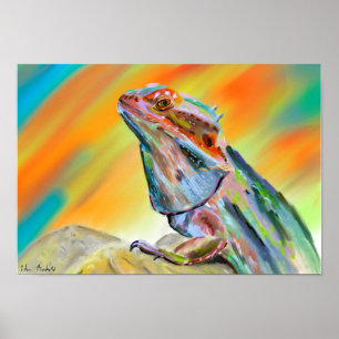 Den Chromatic skäggiga draken målar Poster