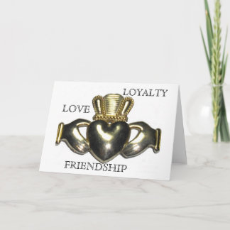 Den Claddagh version2 ordstävinsidan/tillbaka av Helgkort