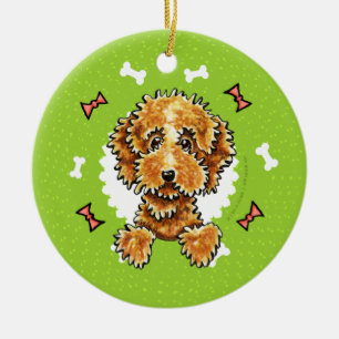 Den Cockapoo solbrännahunden benar ur julkranen Julgransprydnad Keramik