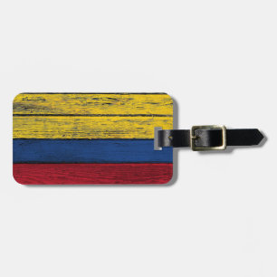 Den colombianska flagga med grovt Wood korn Bagagebricka