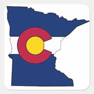 Den Colorado flagga Minnesota skisserar kvadrerar Fyrkantigt Klistermärke