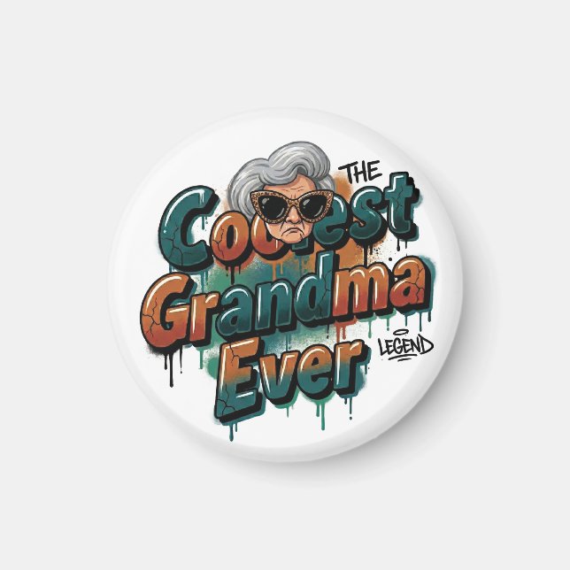 Den coolaste mormor någonsin Cool Cartoon Graffiti Magnet (Framsidan)