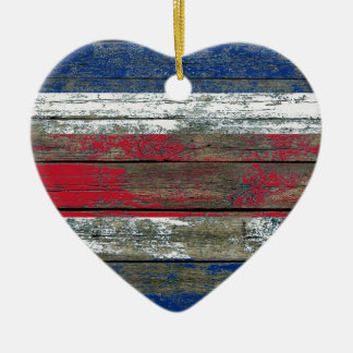 Den Costa Rica flagga på grovt trä stiger ombord Julgransprydnad Keramik