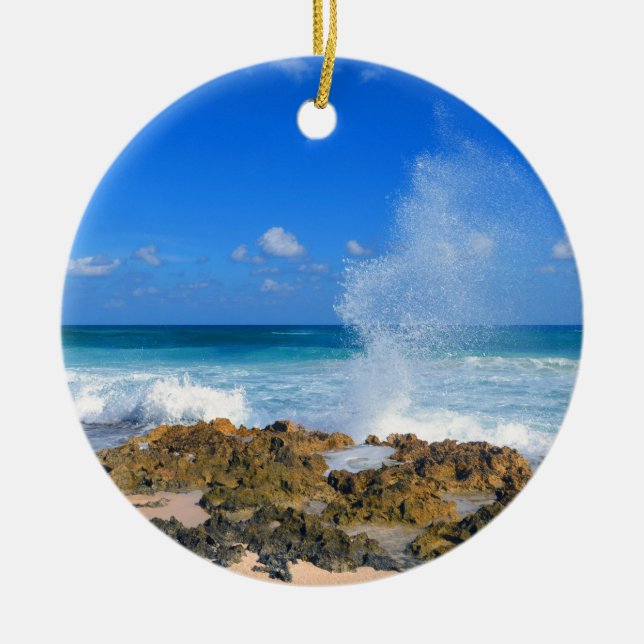 Den Cozumel Mexico stranden vinkar krickan för Julgransprydnad Keramik (Framsidan)