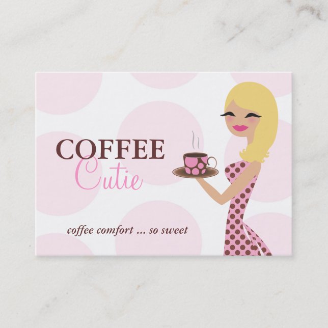 Den Cutie för kaffe 311 blondinen vågigt Visitkort (Framsida)