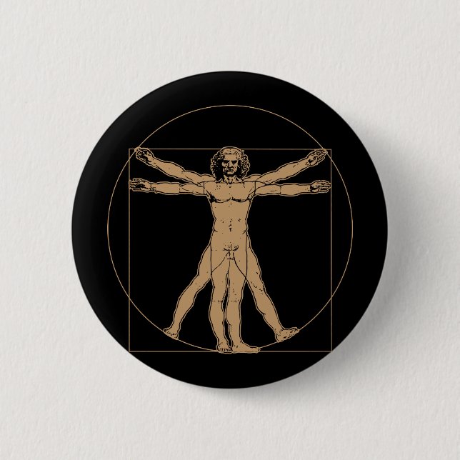 Den Da Vinci Vitruvian manen knäppas Knapp (Framsida)