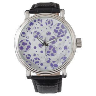 Den Dalmatian lila- och vitpolkaen pricker Armbandsur