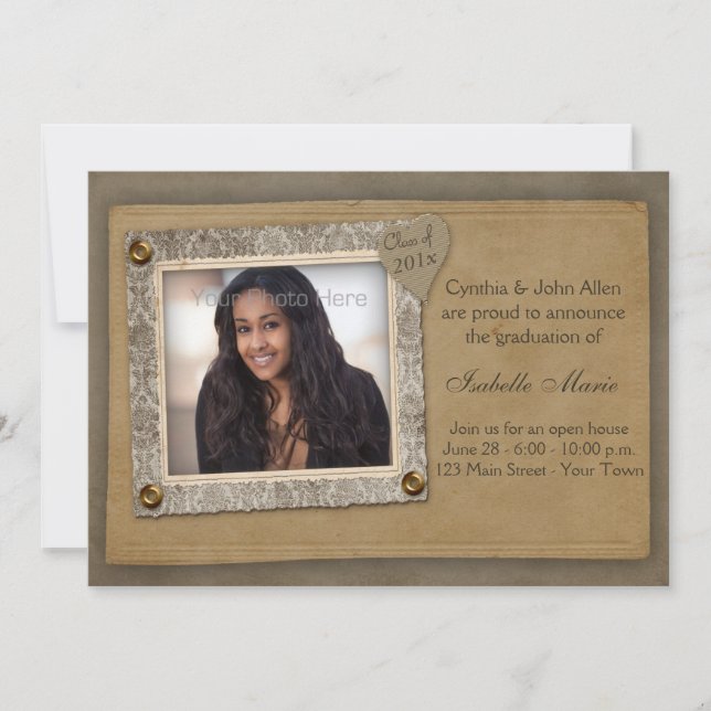 Den damastast ramen, skrotar kortet för inbjudningar (Framsida)