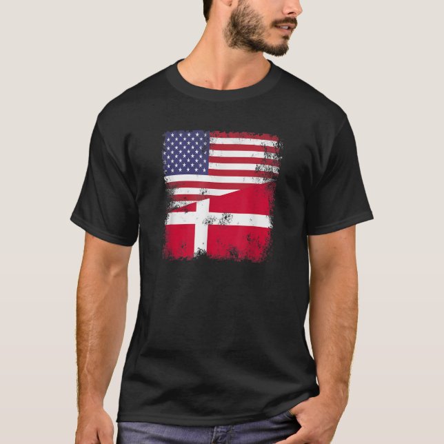 Den danska Flagga Danmark, USA Gift T Shirt (Framsida)