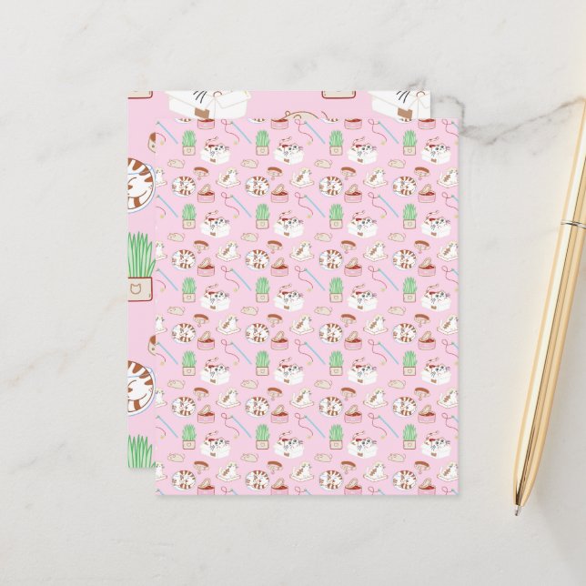 Den där Cat Life rosa Scrapbooking Papper (Fram/Back In Situ)