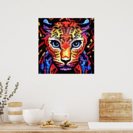 Den där färgrika leopardstilen poster
