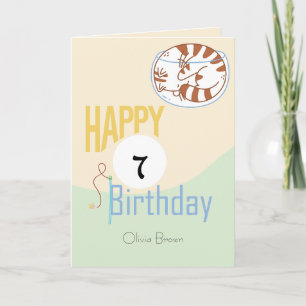 Den där katten Life Lycklig ’7’ Birthday Namn Kort