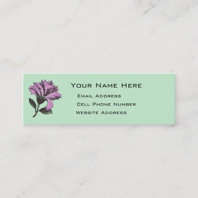 Den Deco blommasmalan profilerar kortet Mini Visitkort (Framsida)