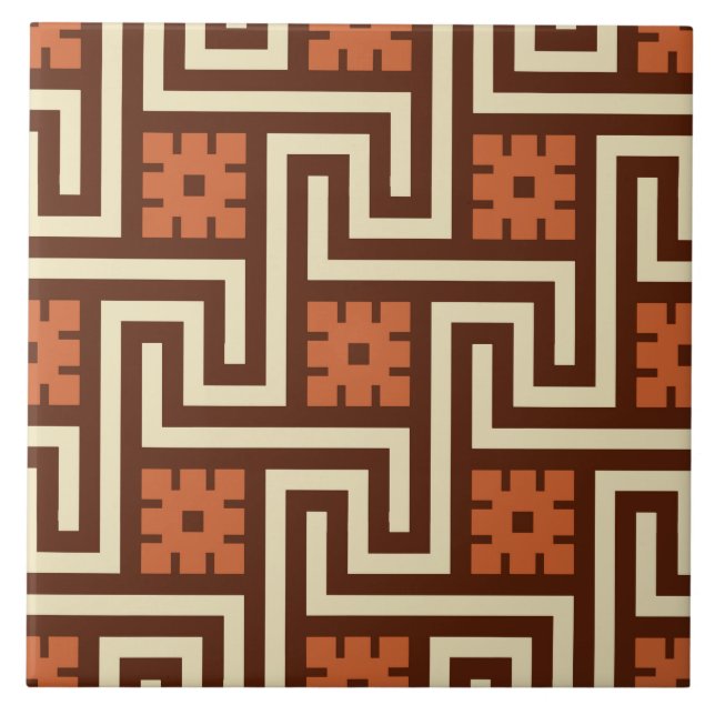 Den Deco greknyckeln, bruntet, beige och rostar Kakelplatta (Framsidan)